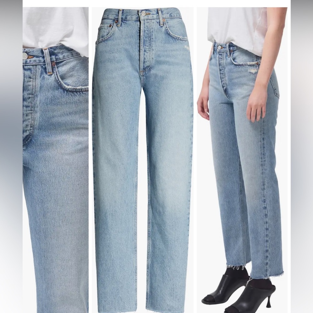 Agolde 90s Pinch High Waist Raw Hem Straight Leg Organic Cotton Jeans - 26